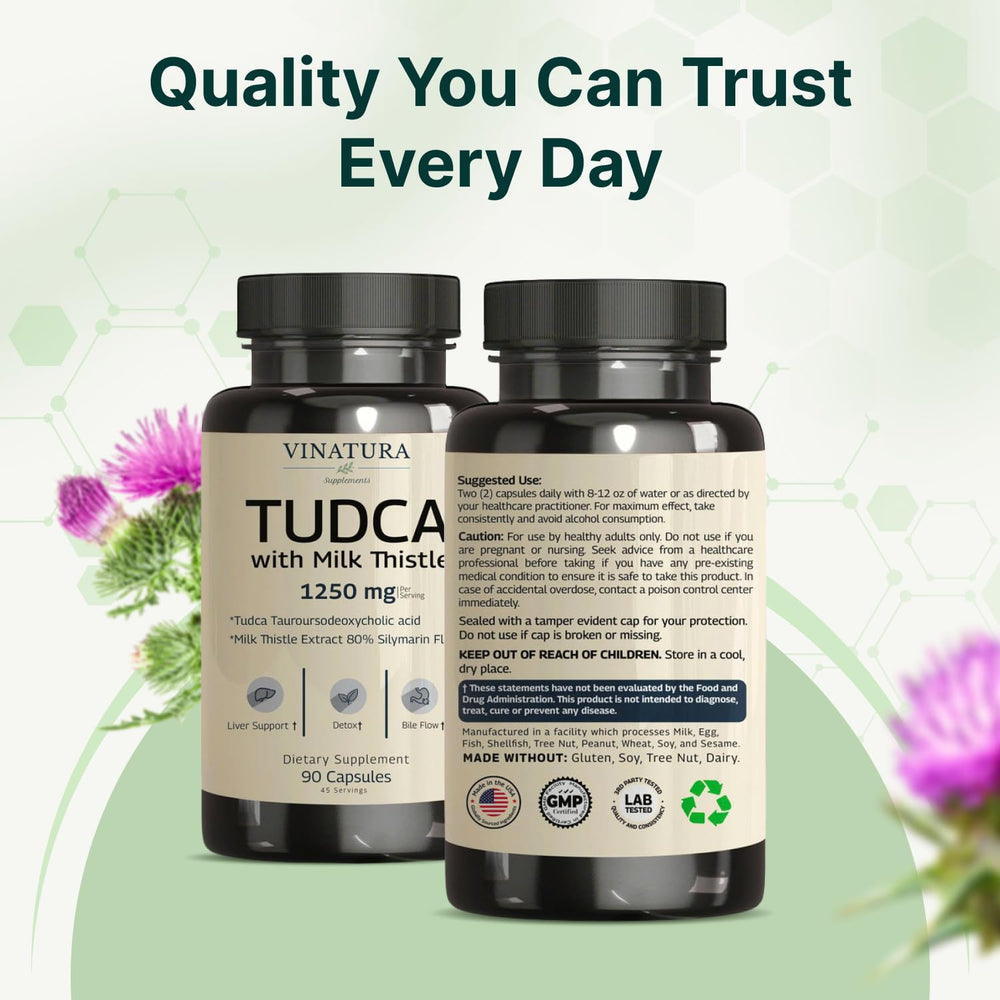 VINATURA TudCA Milk Thistle packaging ready for shelf storage