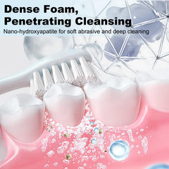 Vingtank advanced enamel protection graphic illustrates 7.5% nano hydroxyapatite benefits.