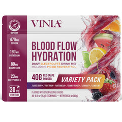 VINIA resveratrol electrolyte hydration powder pack ready to mix for balanced hydration during workouts
