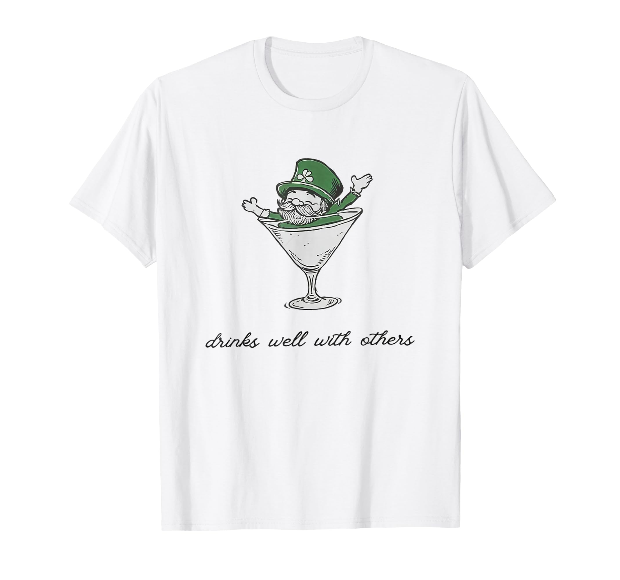 Vintage Illustration St. Patty's Day Baby Tee featuring leprechaun martini design for festive wear