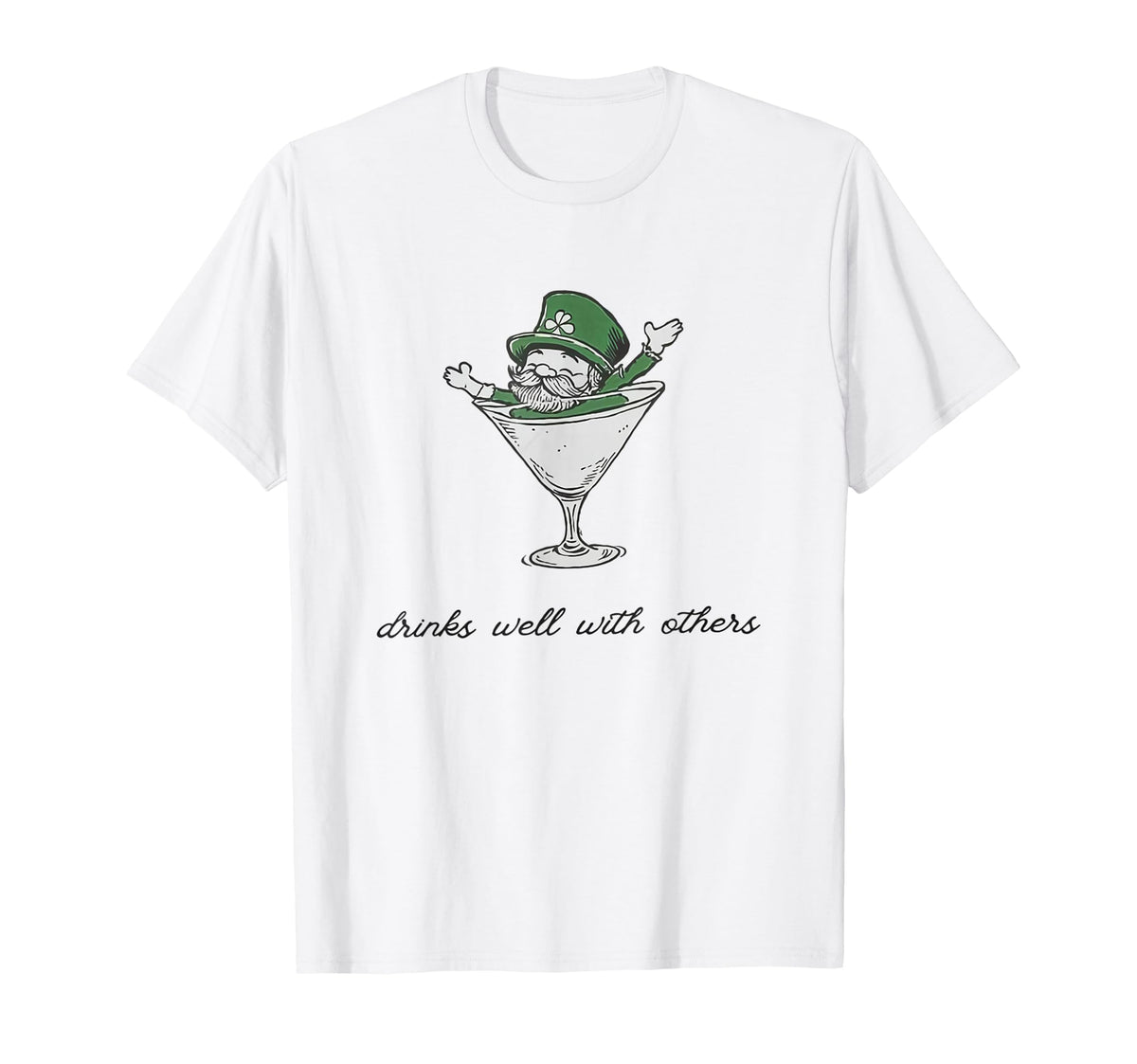 Vintage Illustration St. Patty's Day Baby Tee featuring leprechaun martini design for festive wear