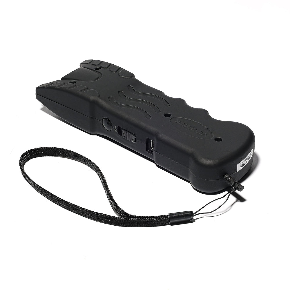 Bright LED flashlight on VIPERTEK stun gun illuminates surroundings.