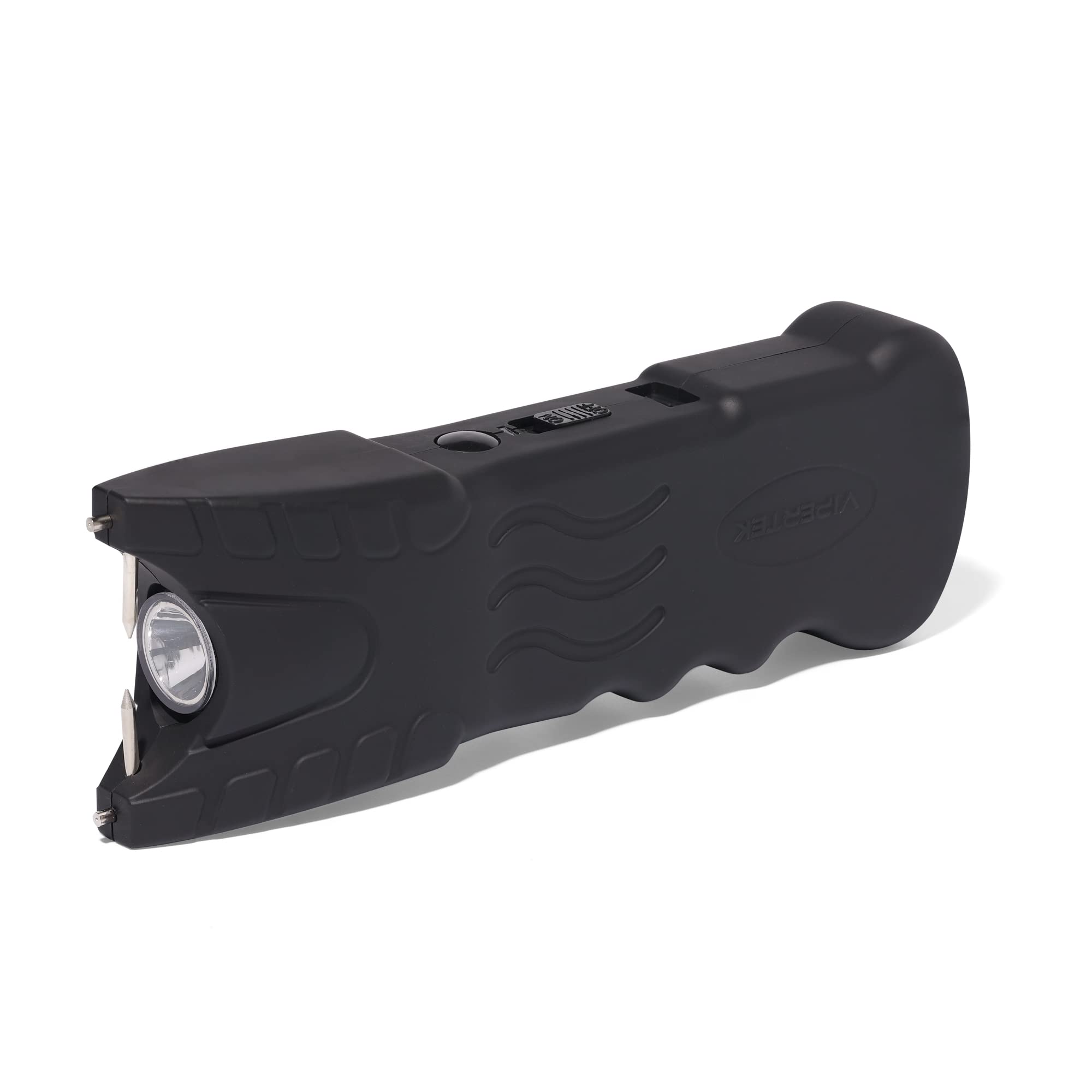Front view of VIPERTEK stun gun showing compact form and finish.