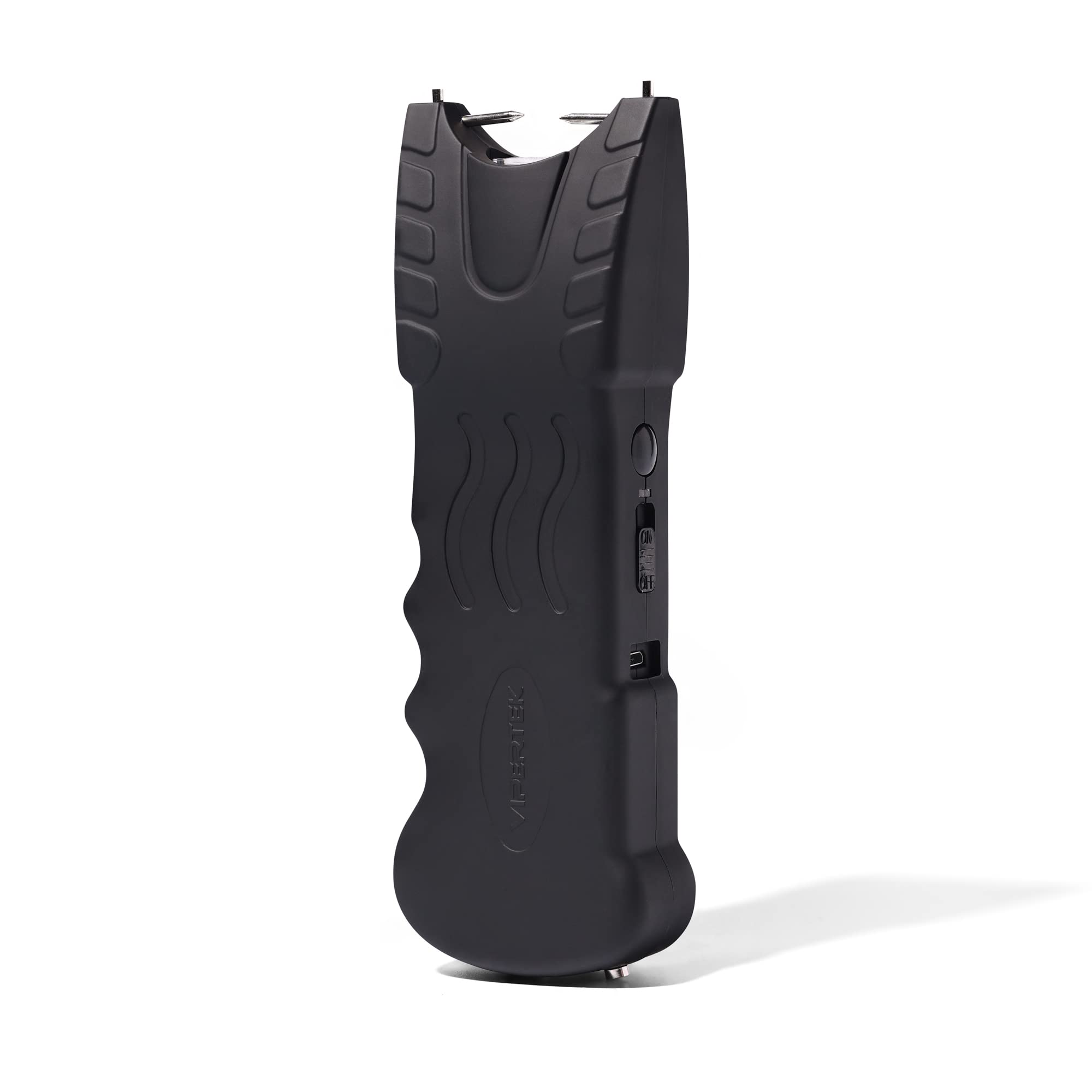 VIPERTEK VTS-979 stun gun with LED flashlight for nighttime visibility.
