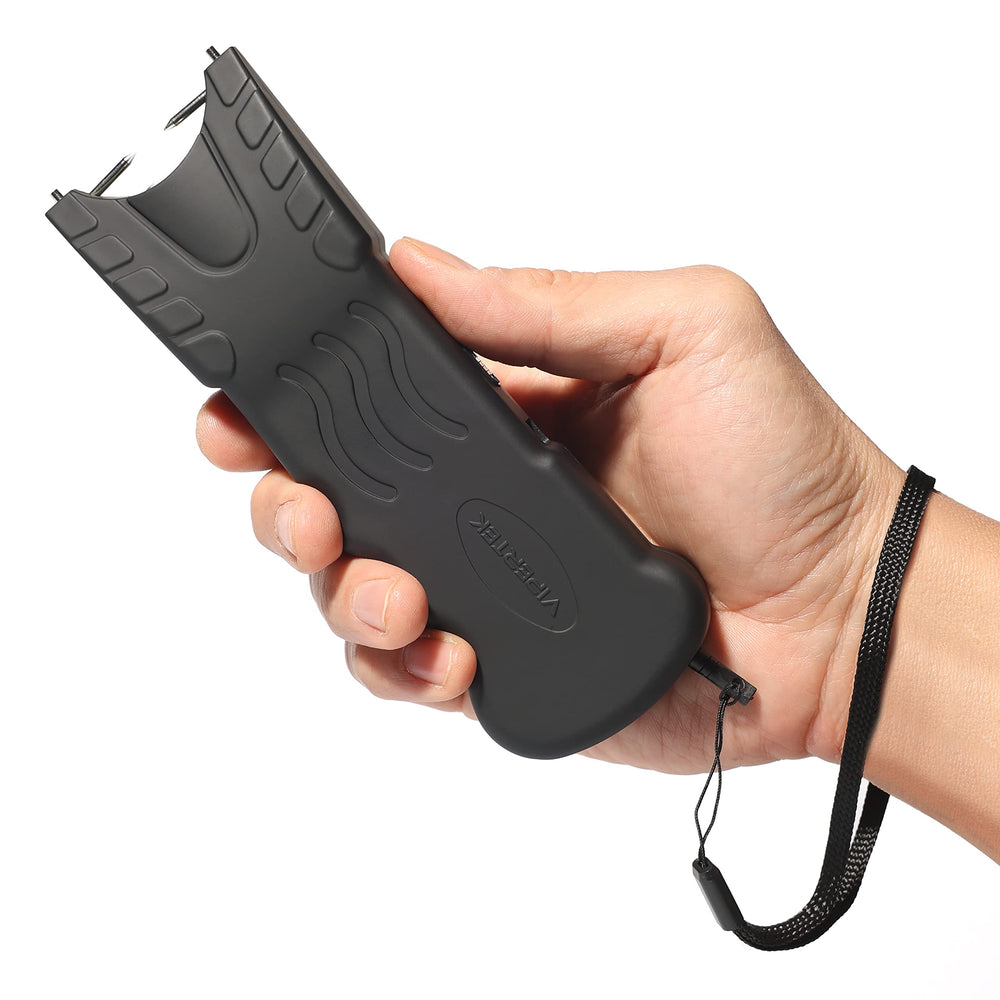 Non-slip rubber coating provides secure grip on VIPERTEK stun gun.
