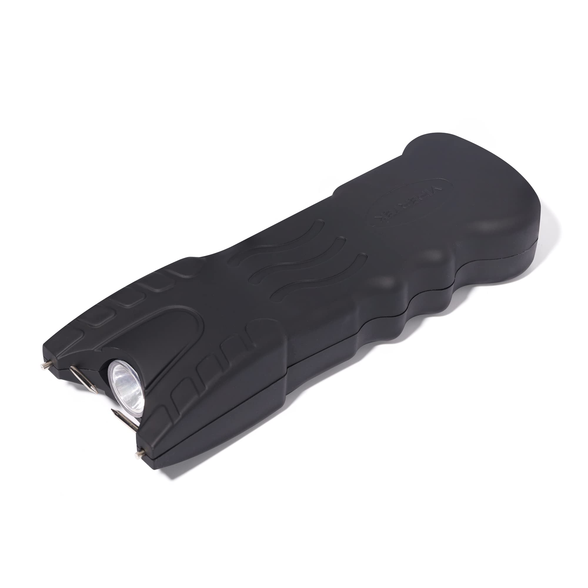Test prongs and audible deterrence cue on VIPERTEK stun gun.