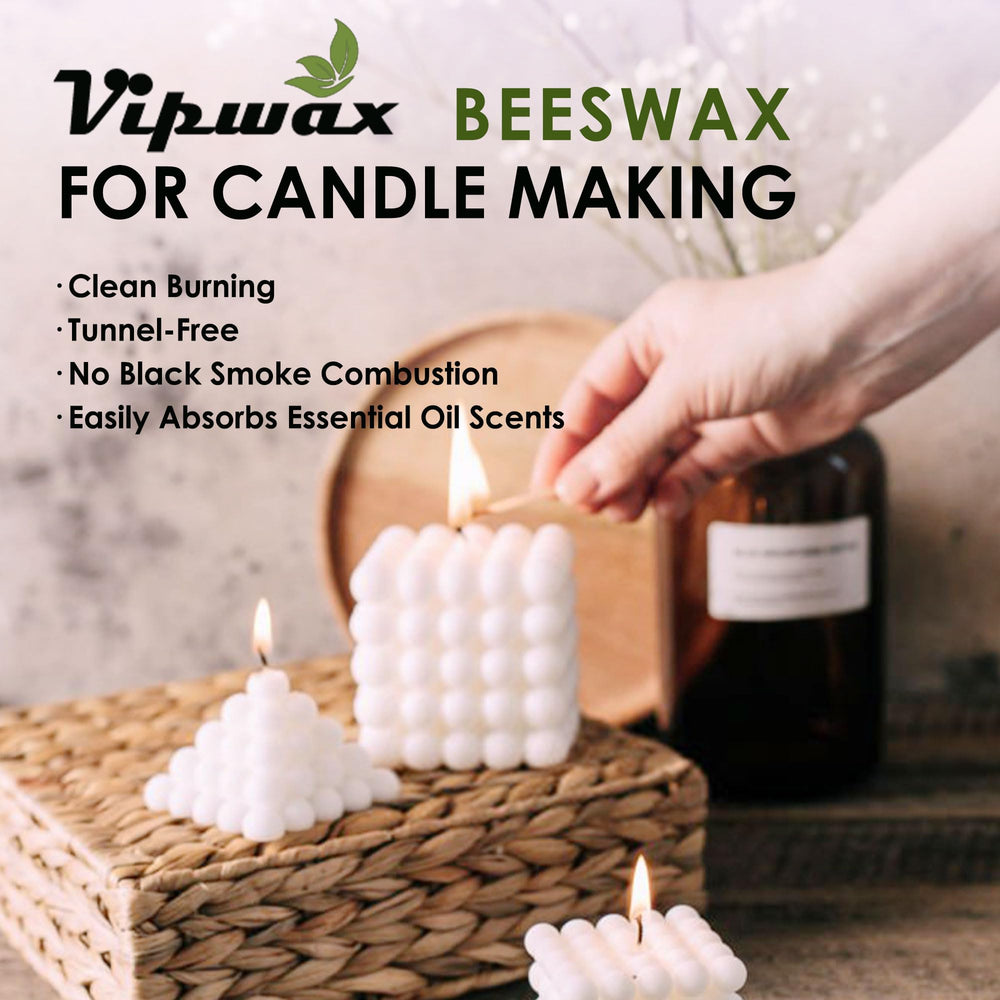 VIPwax beeswax pellets used in lip balms and soaps for skincare.