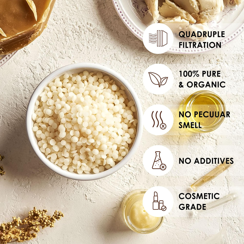 Vacuum-packed VIPwax beeswax pellets preserving freshness for crafts.