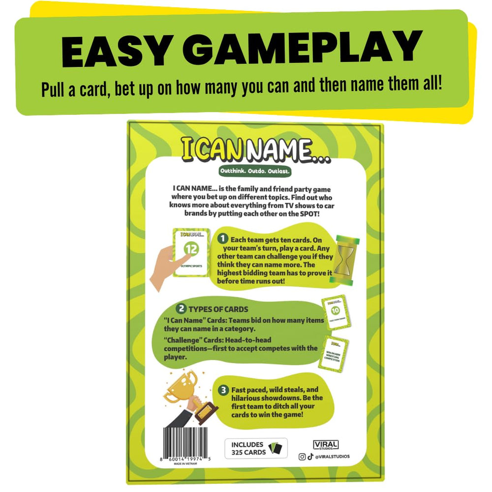 Viral Studios I Can Name family game night setup