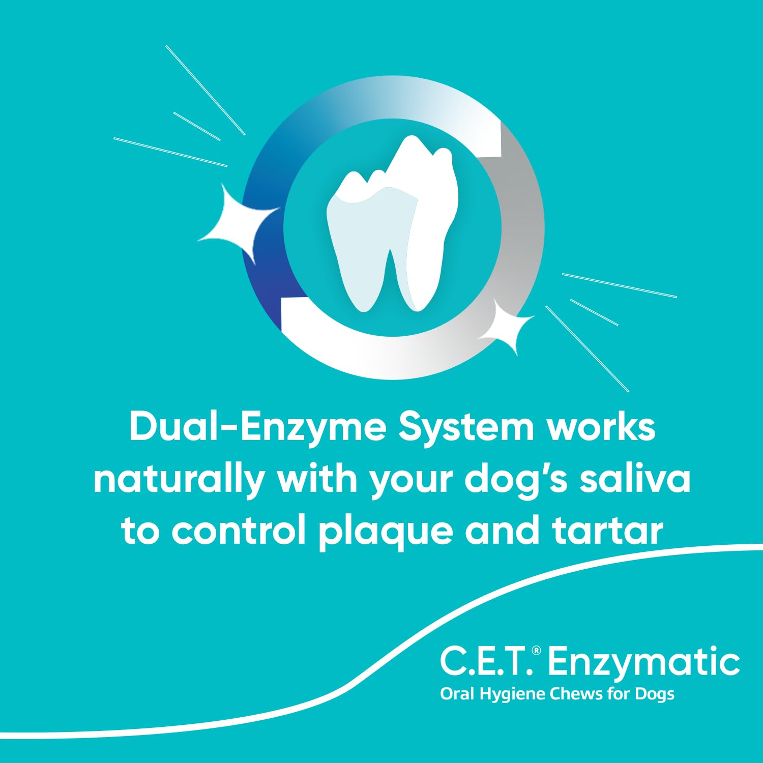 A dog chews Virbac C.E.T. Enzymatic Chews for ongoing dental care in action.