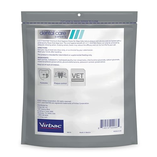 Close-up of rawhide coating on Virbac C.E.T. HEXTRA chews