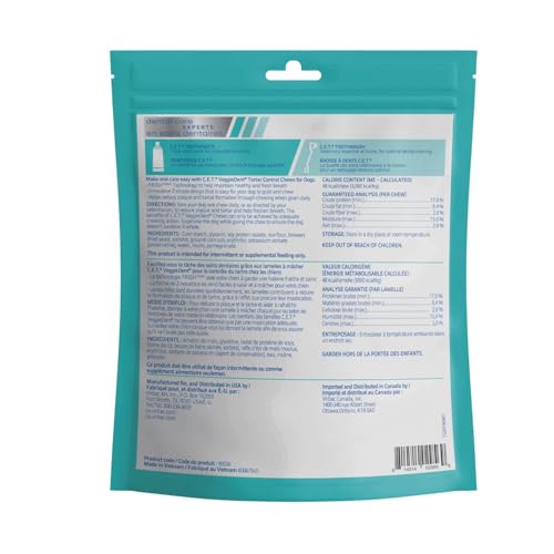 Virbac CET VeggieDent FR3SH chew back view showing easy handling and daily tartar control