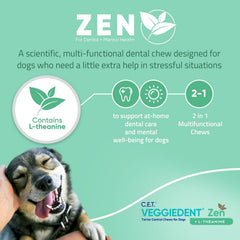 Virbac VeggieDent Zen chew with fresh-breath potential and appealing taste