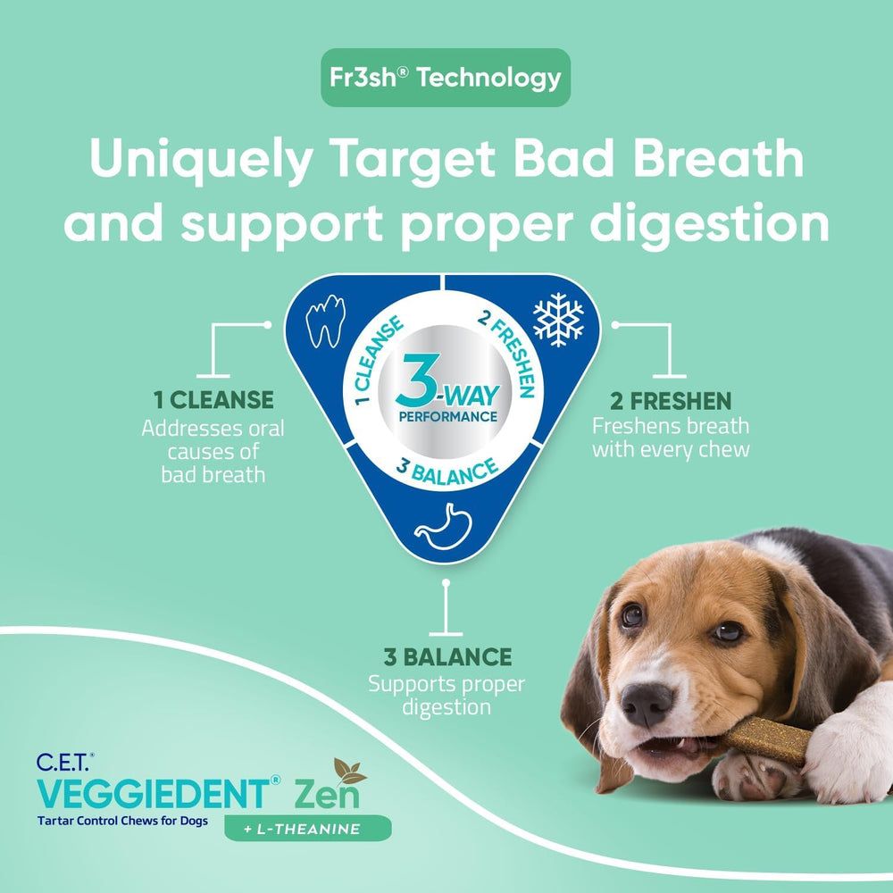 Vegetable-based VeggieDent Zen with a prebiotic for gut health support