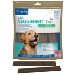 Virbac CET VeggieDent Zen front-view dog chews promote oral care during daily routines.