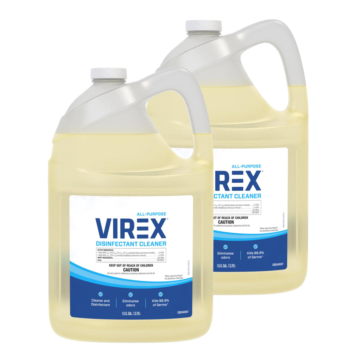 VIREX All Purpose Disinfectant bottle with lemon label, ready to disinfect kitchen surfaces.