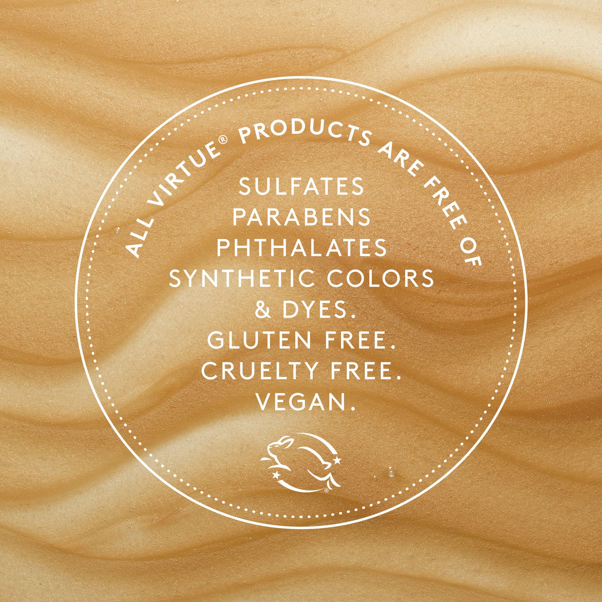 Virtue vegan and cruelty-free branding on label
