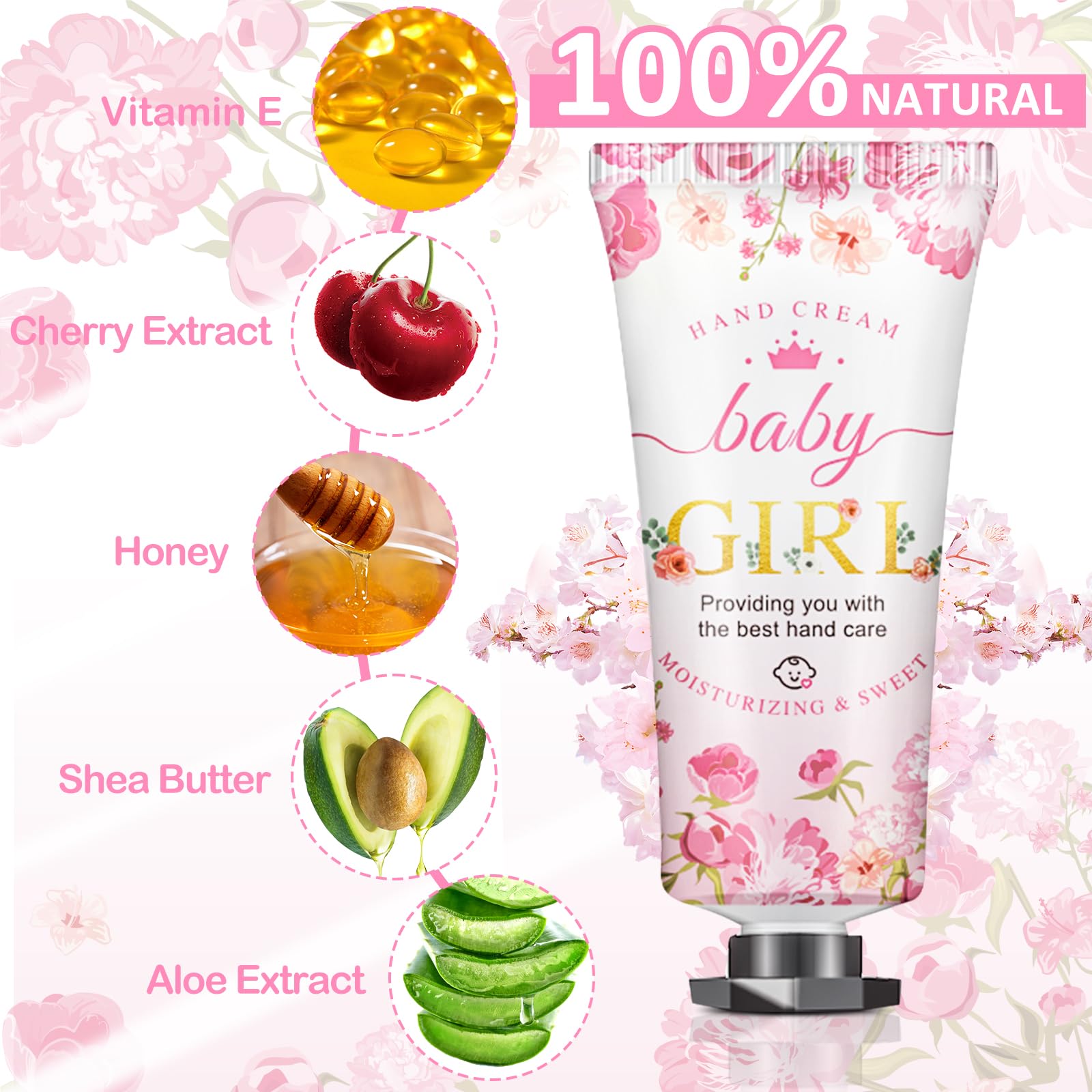 VISCOO cherry-blossom fragrance hand cream emits a fresh, inviting scent for guests.