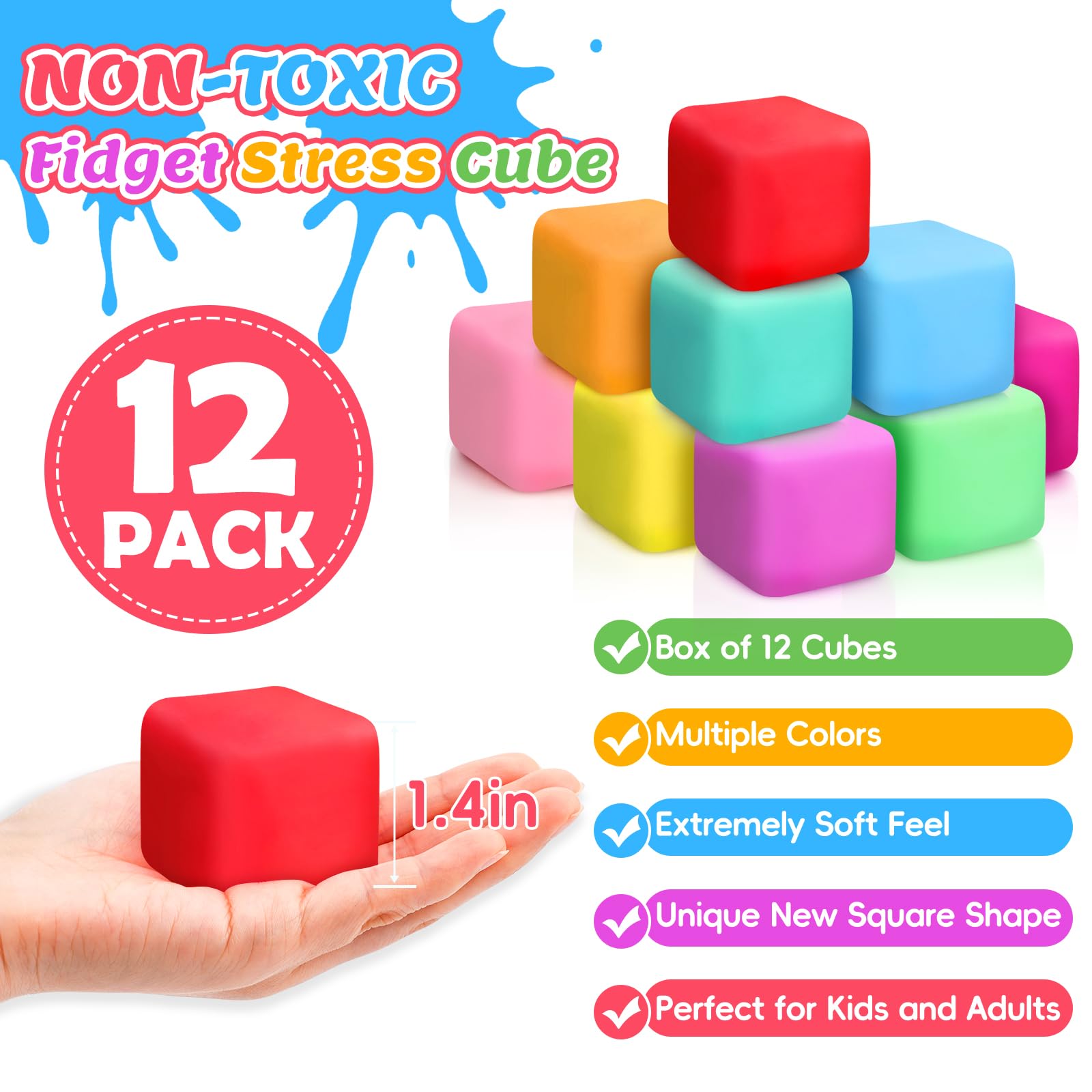 VISCOO slow rise stress cube for handheld squeeze and anxiety relief