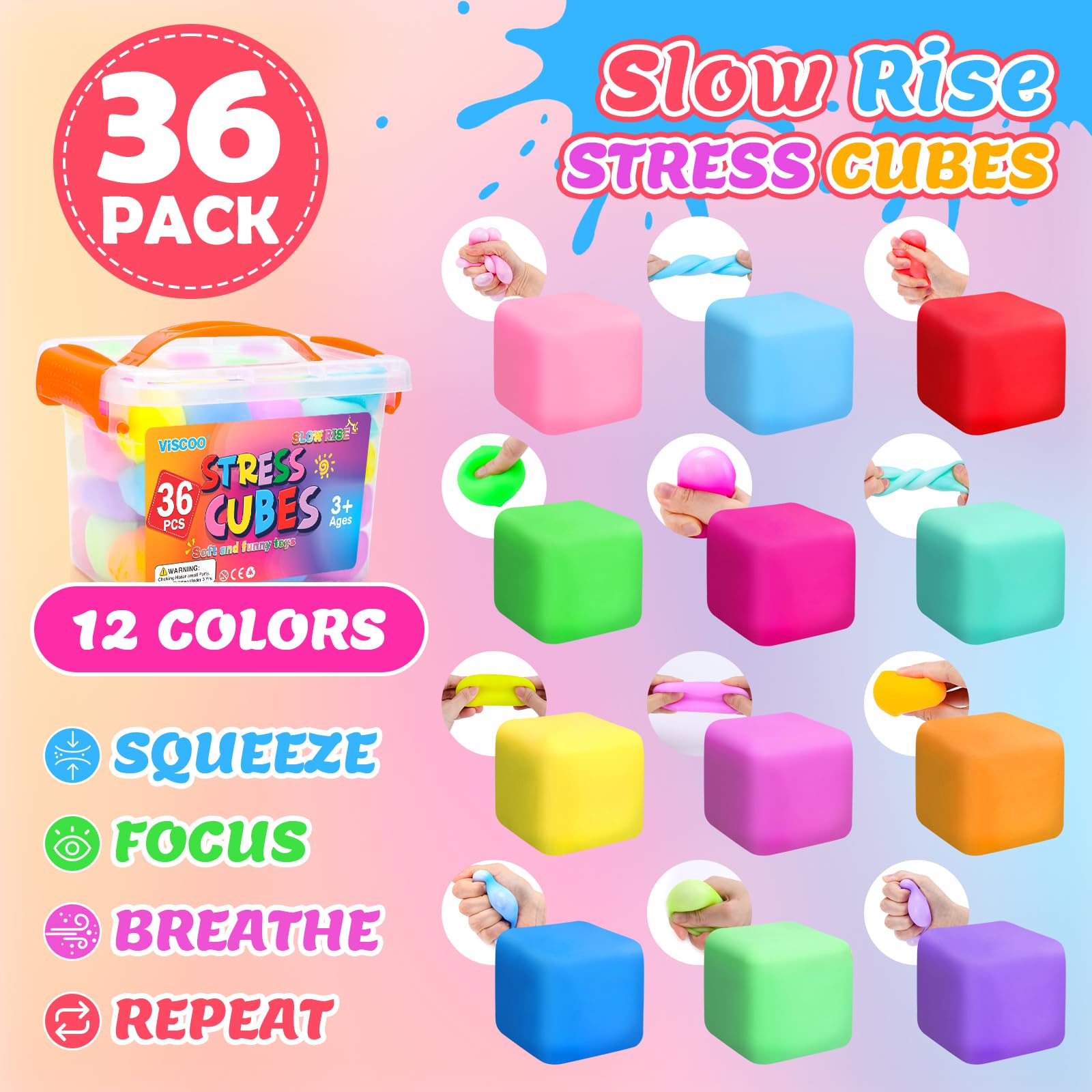 Viscoo stress cubes in hand demonstrate portable relief for busy days