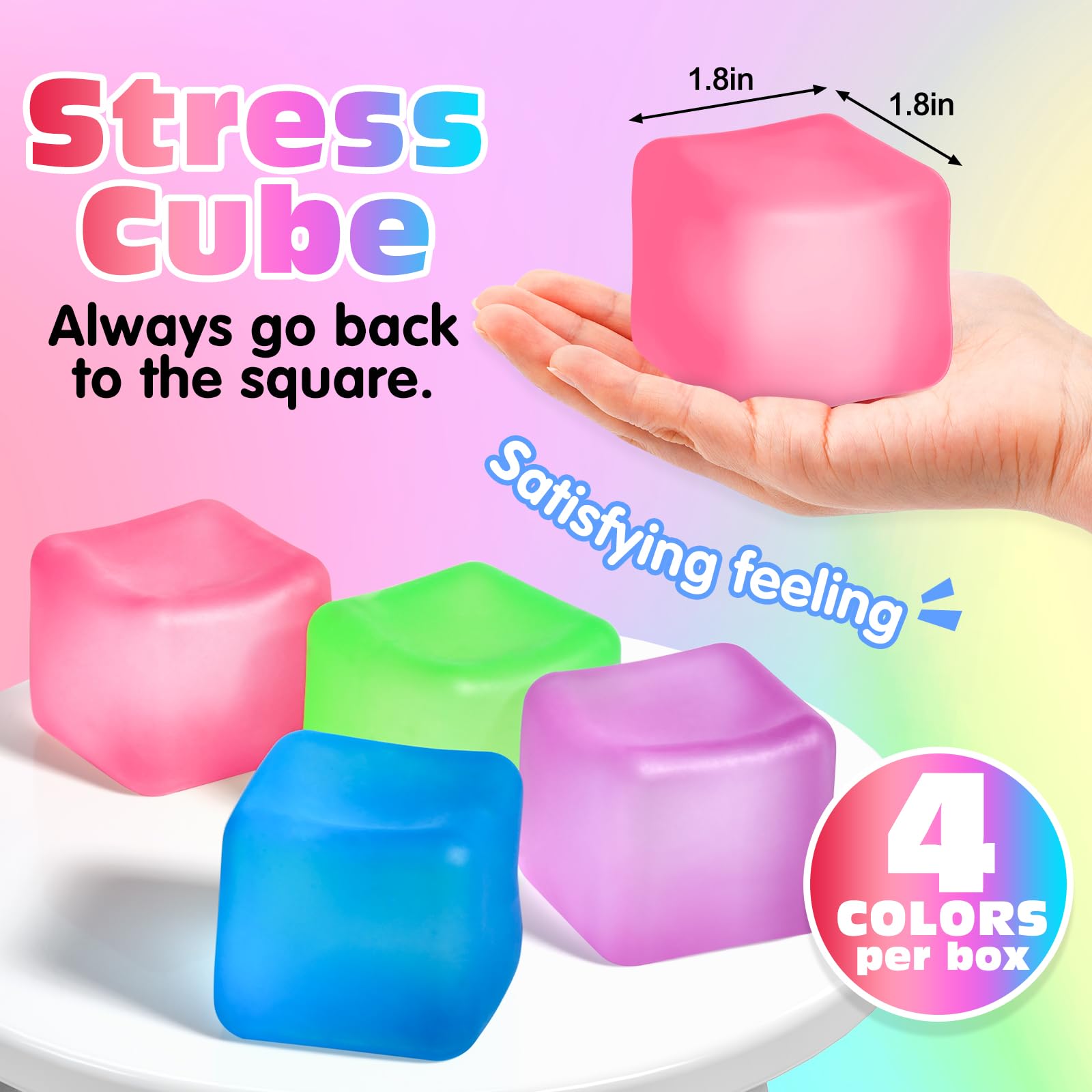 Viscoo pink stress cube highlighting color variety for engaging break moments.