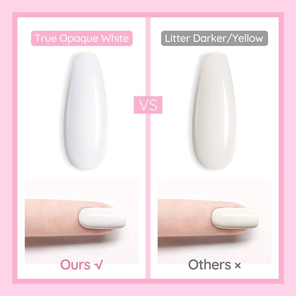 Vishine Pure White finished nails with a high-gloss look.