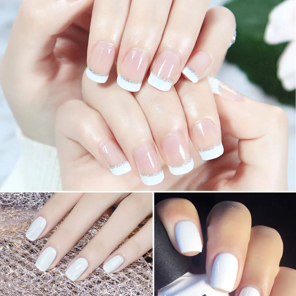 Vishine Pure White gel polish under a UV LED lamp.