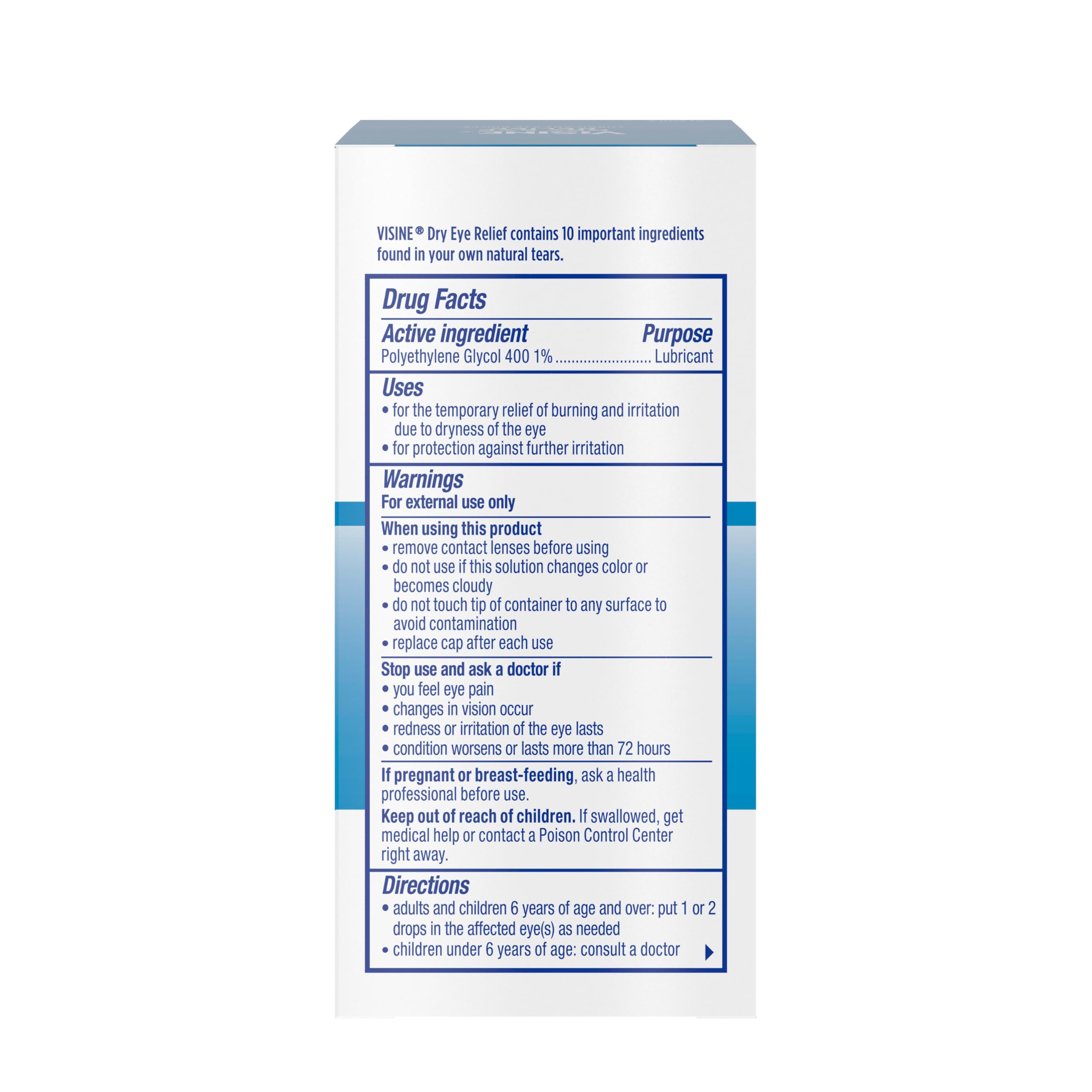Visine Dry Eye Relief drops applicator demonstrates precise, gentle dosing