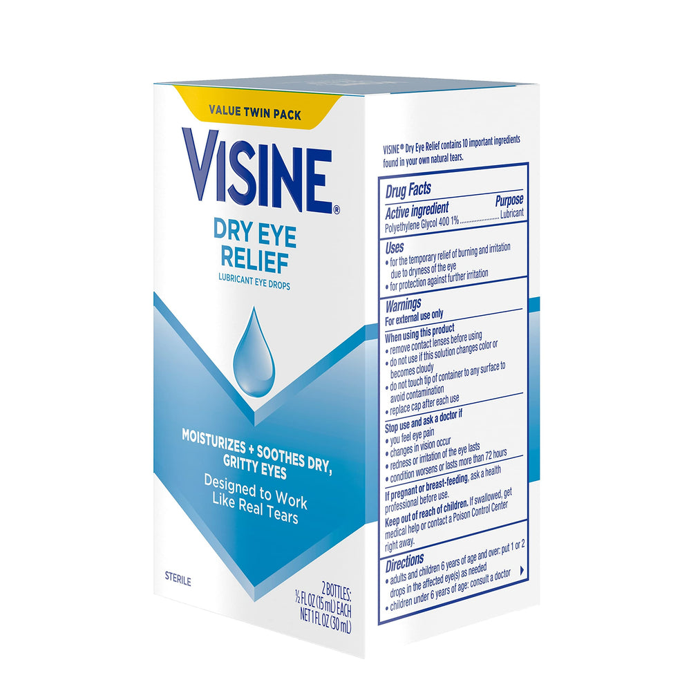 Visine Dry Eye Relief ingredients list notes tears-like composition