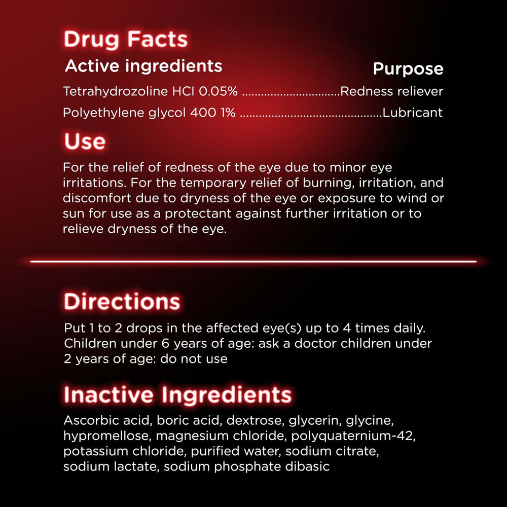 Visine Red Eye Hydrating Bottle closeup shows sterile, trusted eye care heritage.