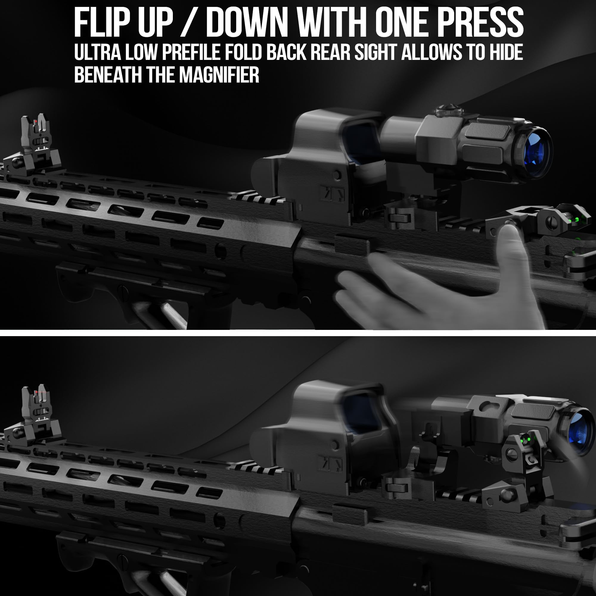 Visiofire dual aperture design enables fast CQB and precise shooting.