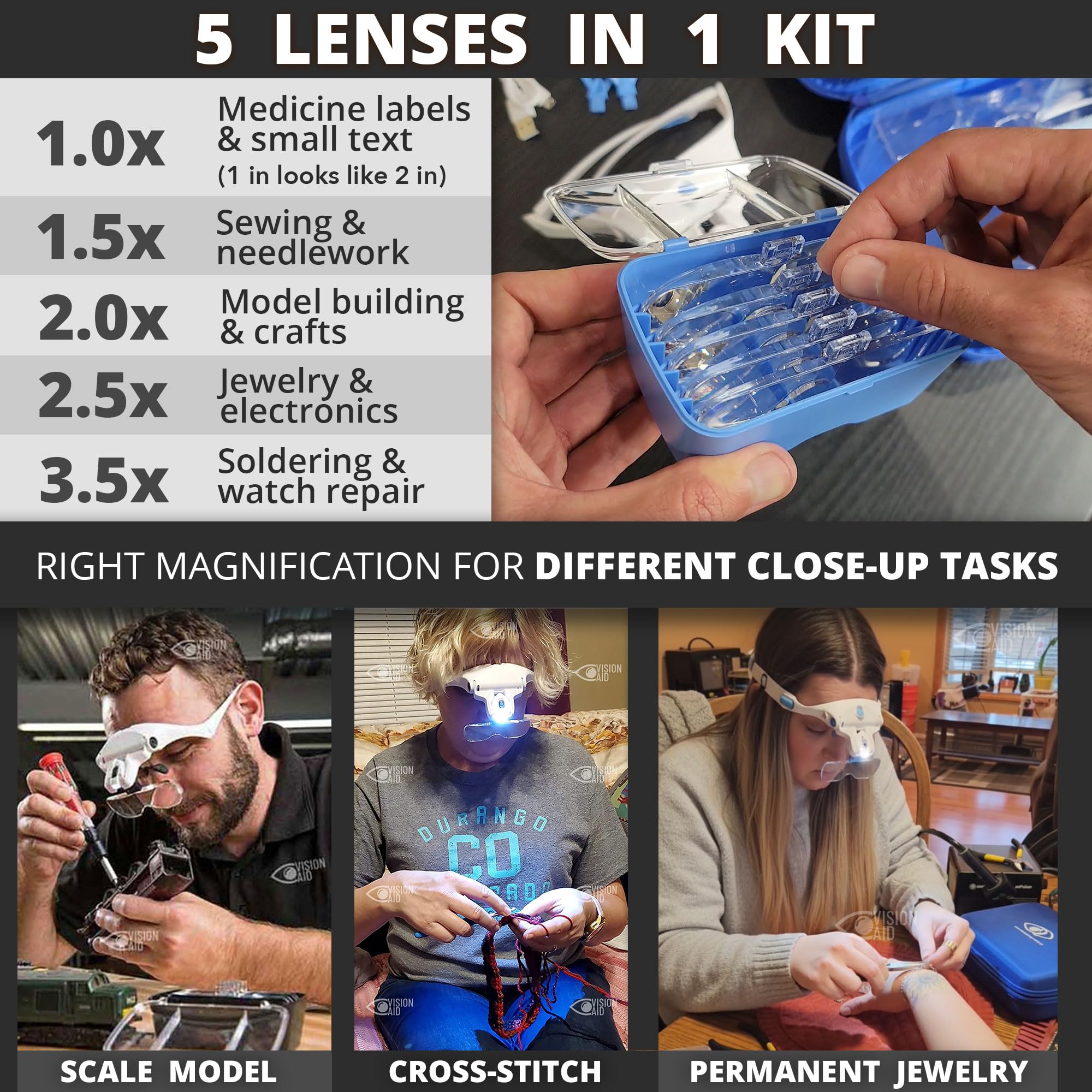 Vision Aid Expert Edition protective storage case keeps kit organized