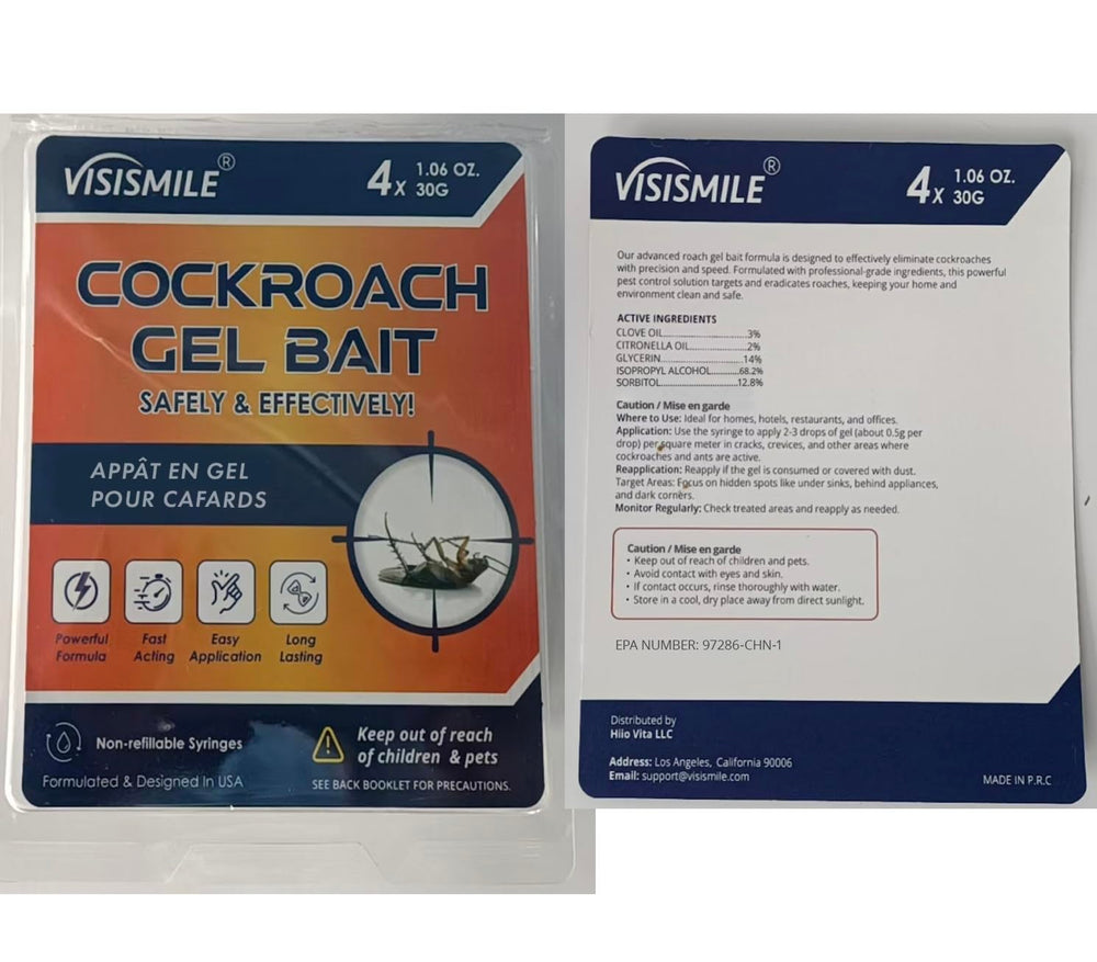 Visismile Roach Gel Bait pet-safe formula supports home use.