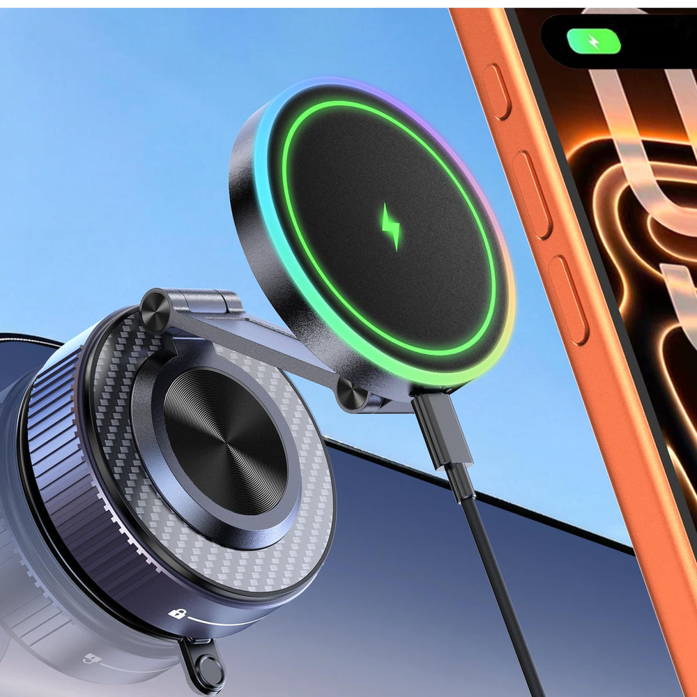 Visnfa mag-safe car mount with 15W charging for fast on-road power