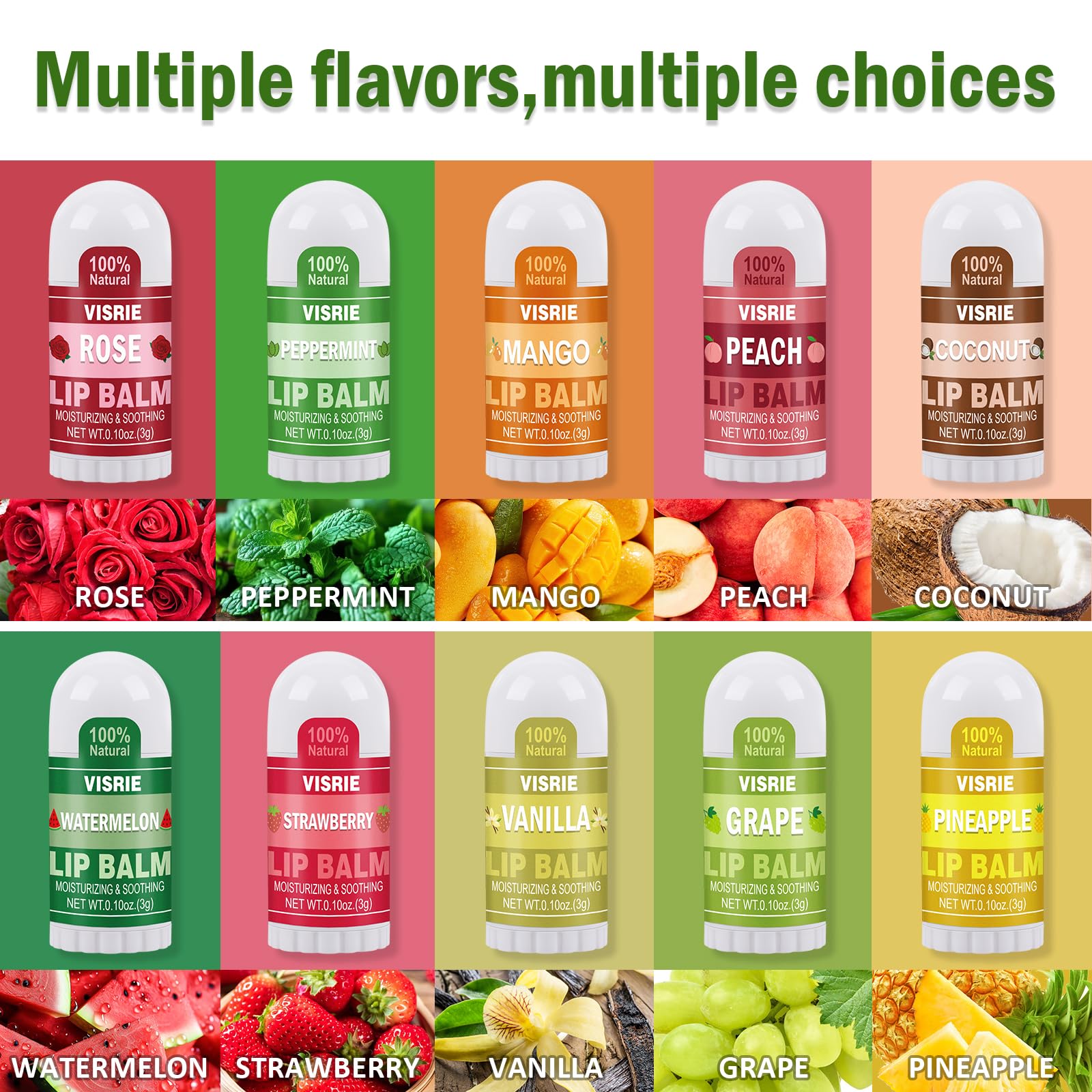 VISRIE mini lip balm in apple flavor for quick hydration on the go