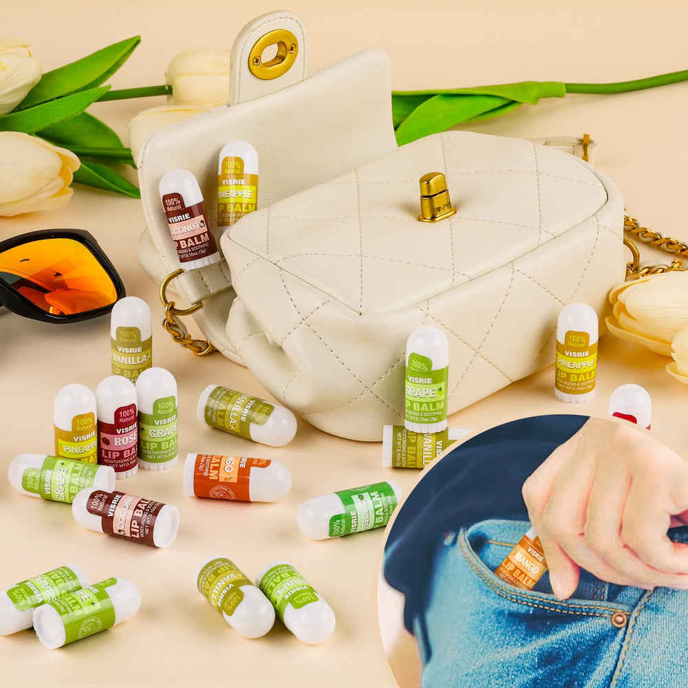 VISRIE mini lip balm in coconut flavor with subtle tropical notes