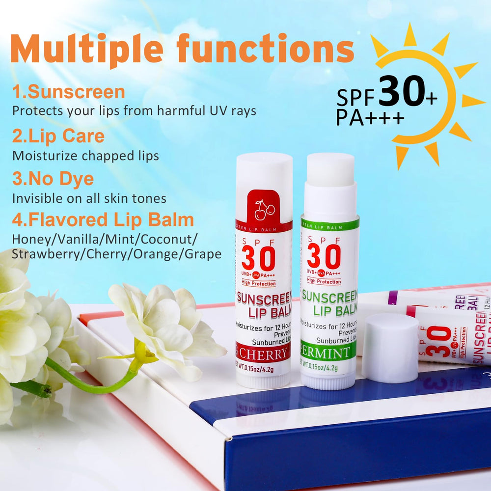 VISRIE SPF30 lip balm with vitamin E nourishes and hydrates lips daily.