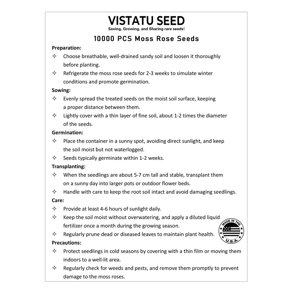 VISTATU Moss Rose seeds forming trailing ground cover for sunny areas
