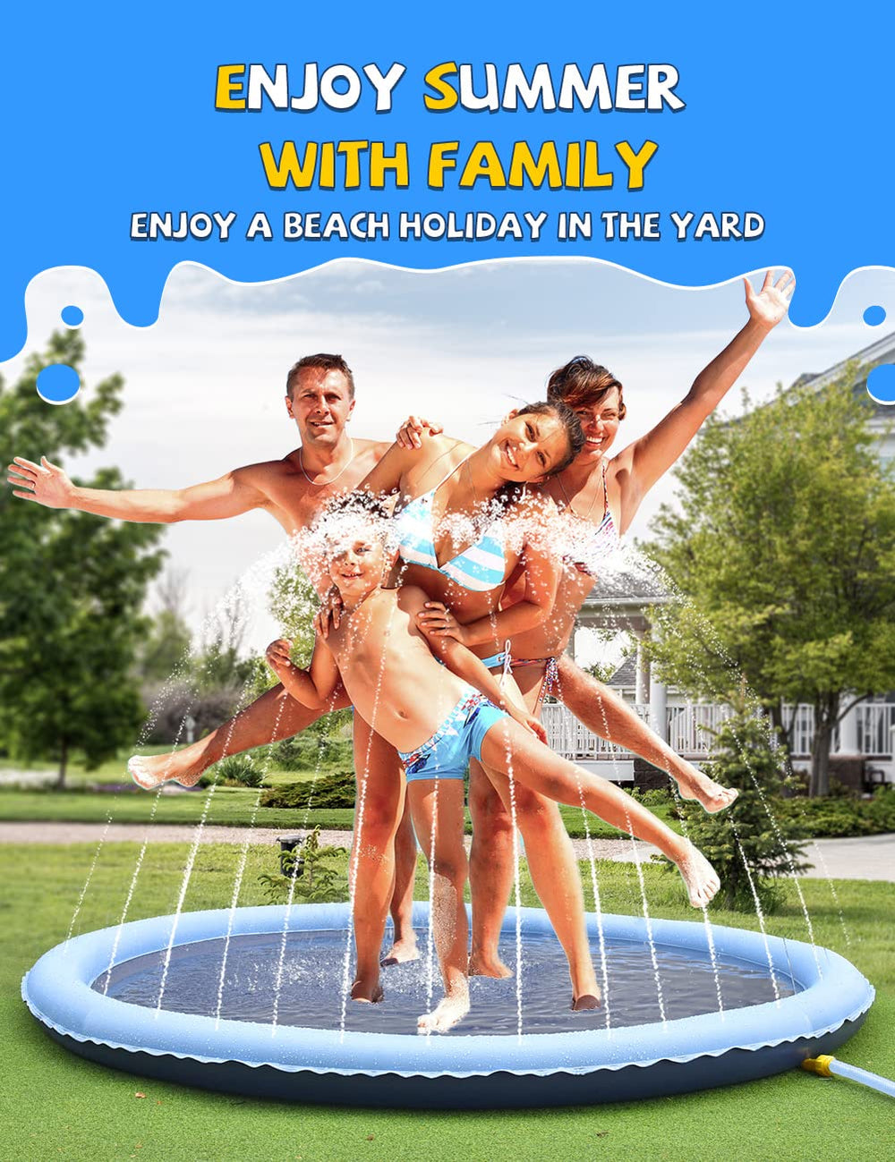 VISTOP splash pad is suitable for kids and pets outdoors.