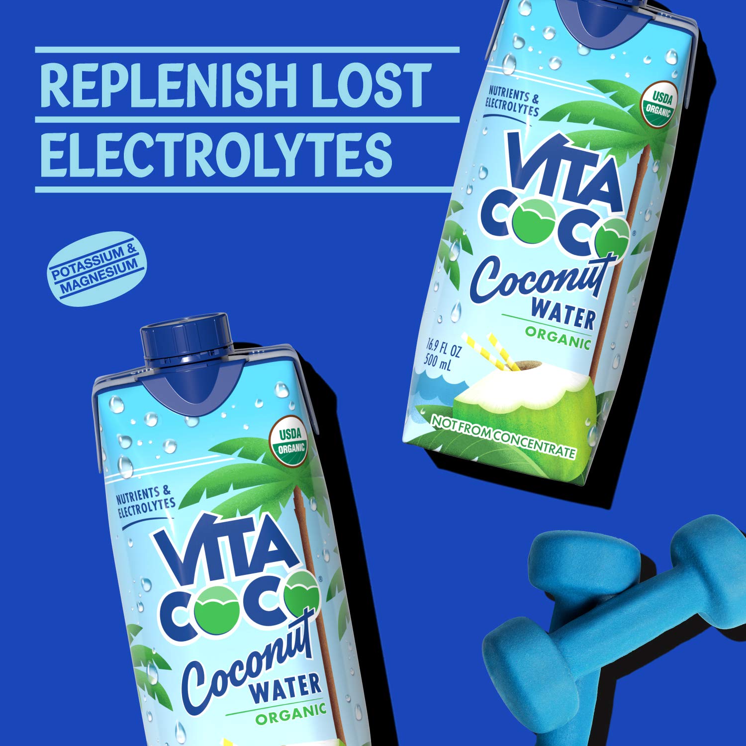 Vita Coco coconut water in a gym bag ready for on-the-go refreshment