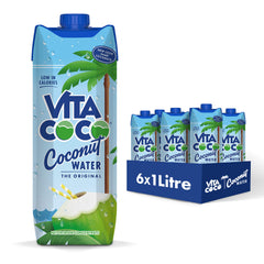 Vita Coco Original coconut water bottle front shows tropical refreshment for on-the-go hydration.