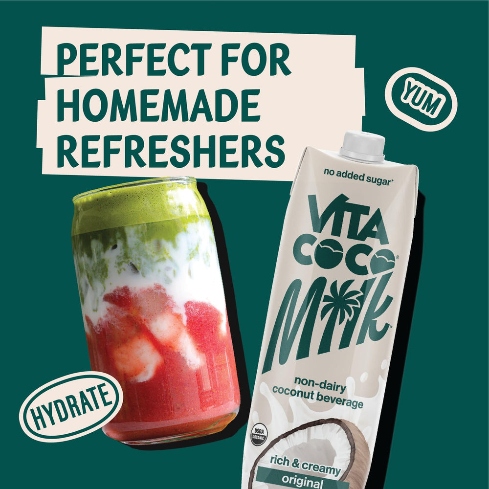 Vita Coco Original Organic Coconut Milk poured over cereal for a plant-based breakfast