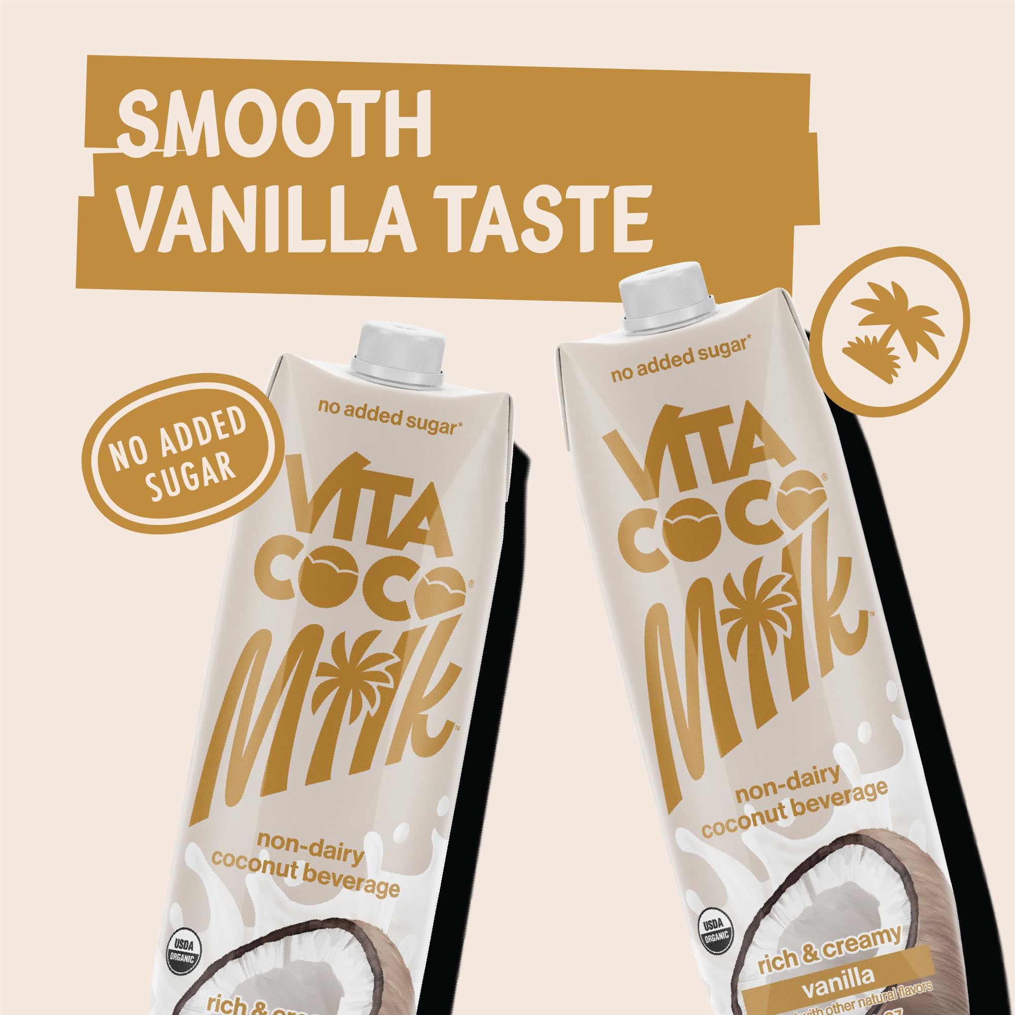 Vita Coco Vanilla Coconut Milk nutrition label highlights organic and non-GMO