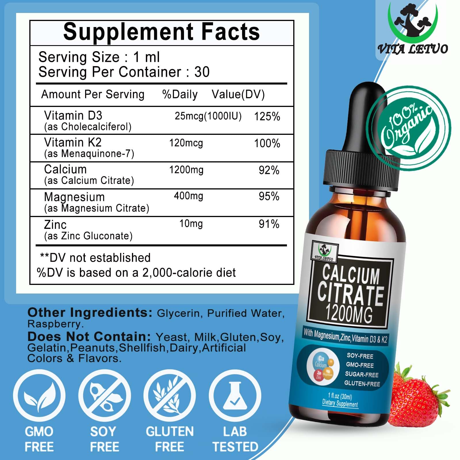 Packaging close-up with glass jar and 30 servings indication
