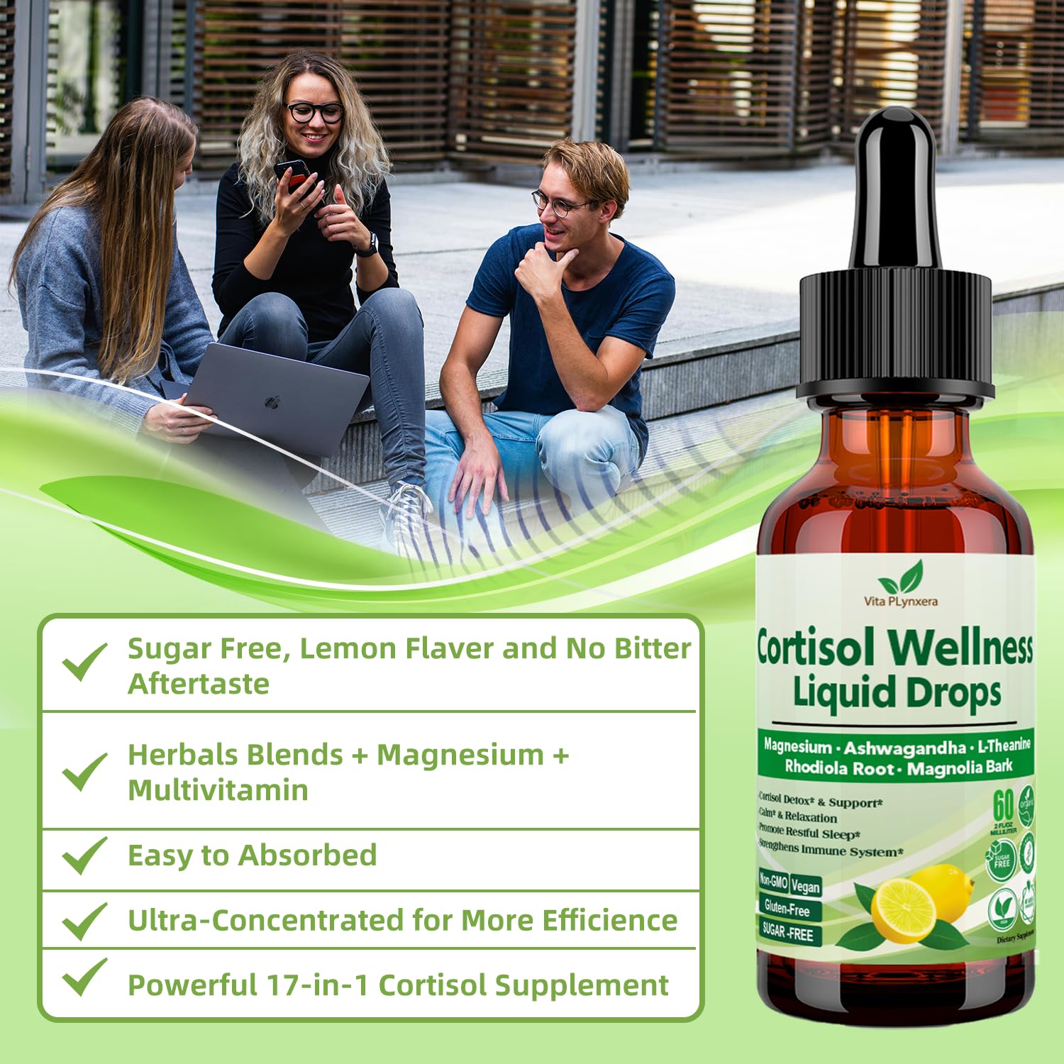 Vita PLynxera 30-day supply bottle for ongoing cortisol support