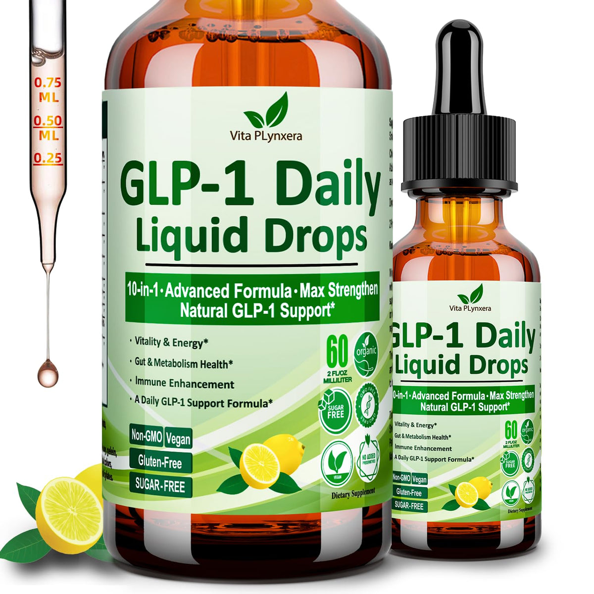 Vita PLynxera GLP-1 Drops bottle on counter for daily use
