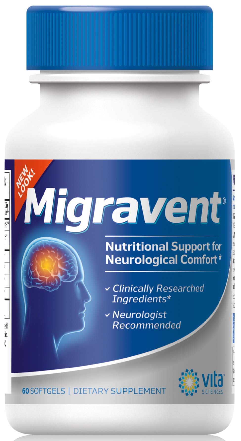 Vita Sciences Migravent bottle on a clean desk for daily brain and circulation support.