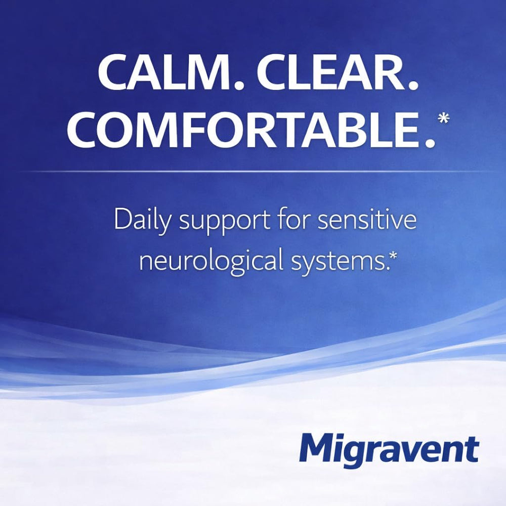 Vita Sciences Migravent non-GMO, gluten-free formula badge on packaging.