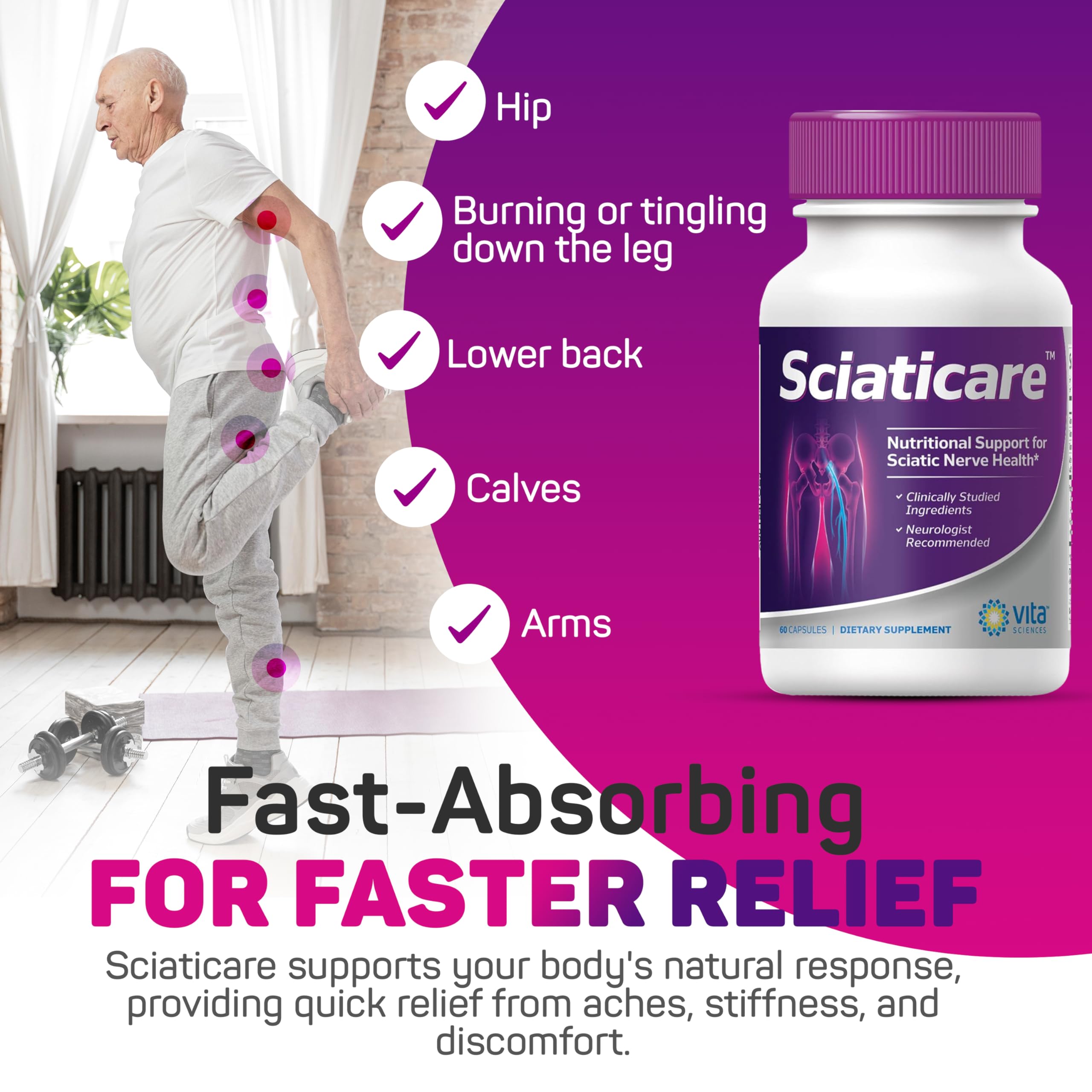 Sciaticare label front highlighting natural R-ALA potency.