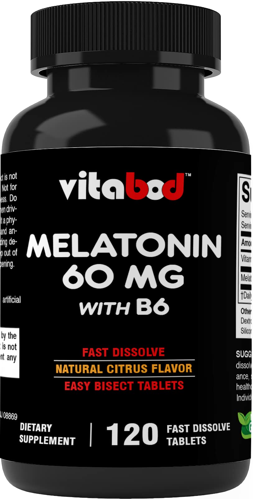 Vitabod Melatonin 60mg bottle promotes restful nights with convenient nightly use.